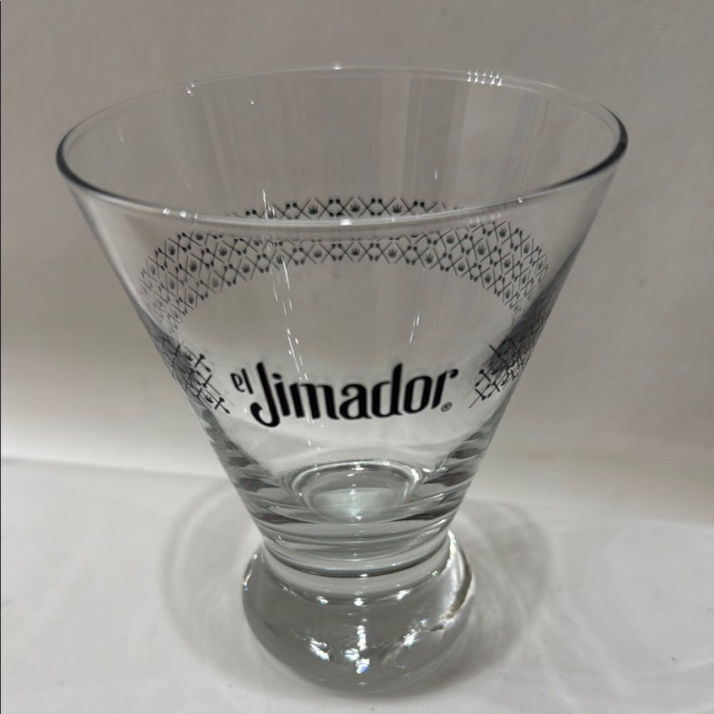 ElJimador Tequila Glass Black Writing Bar Rocks Cocktail 4 1/2 In Tall 3 1/2 Top